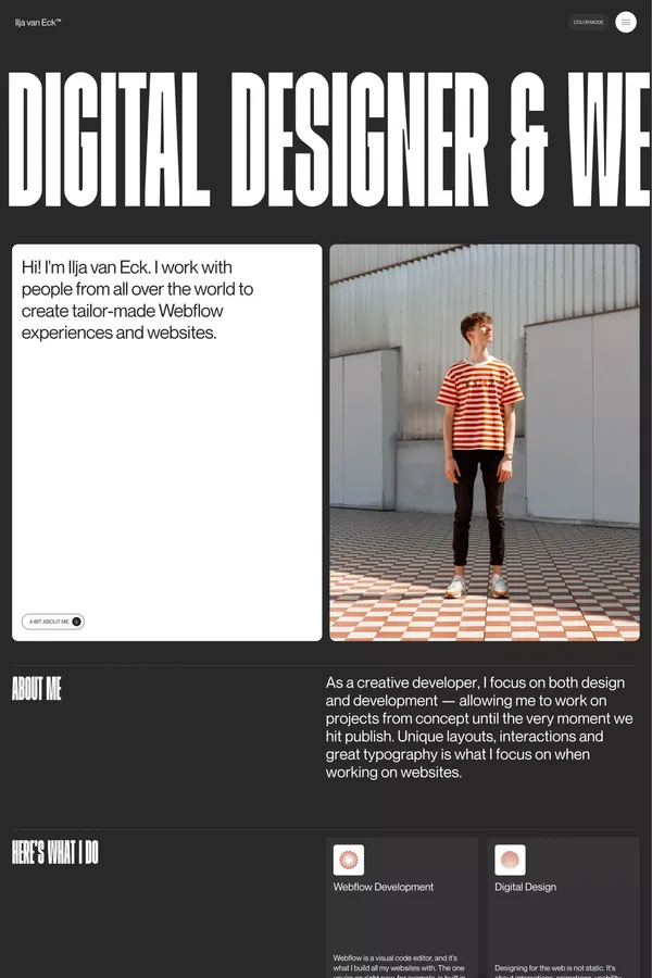 Ilja van Eck - Freelance designer and Webflow developer - Portfolio design inspiration