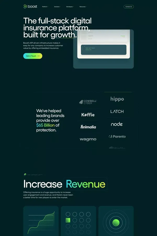Boost - The Digital Insurance Platform - Landing design inspiration