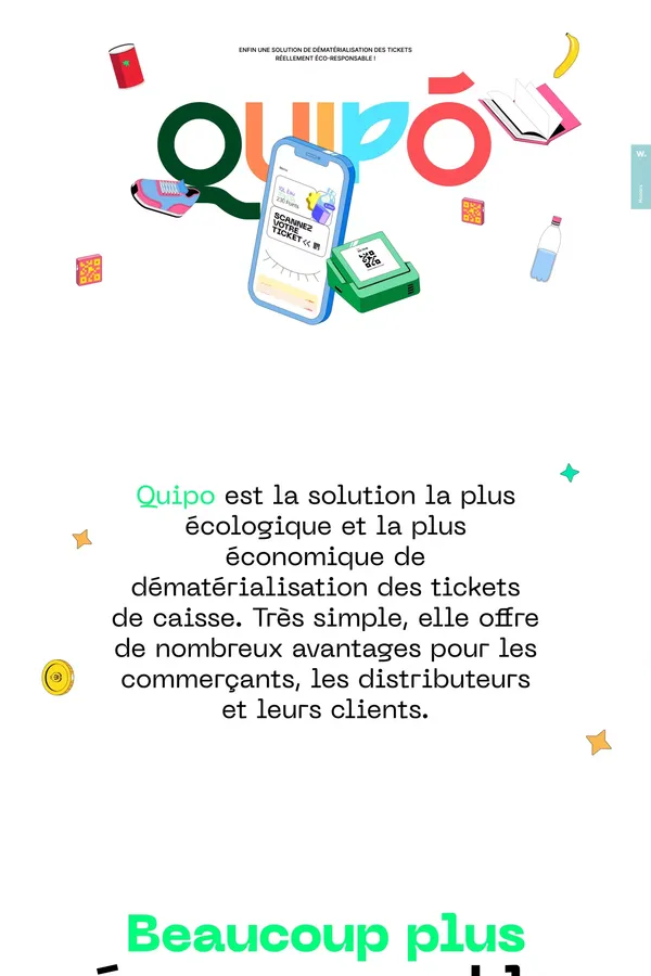 Quipo, la solution de dématérialisation de tickets réellement écologique - Landing design inspiration