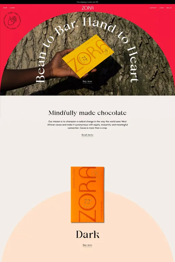 ZORA – Mindfully made chocolate - Ecommerce design inspiration