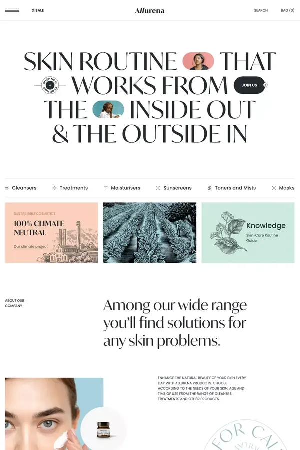 Alurena E-commerce Website | Skin Cosmetics - Landing design inspiration