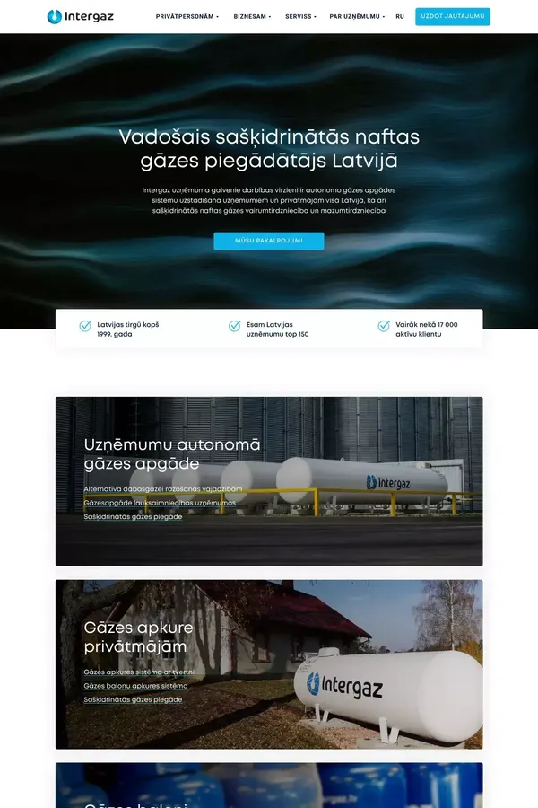 Gāzes apgādes sistēmas, gāzes baloni, sašķidrinātā gāze - website design inspiration