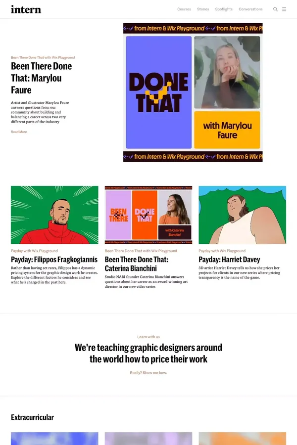 Intern — Empowering creatives to build their dream careers - Blog design inspiration