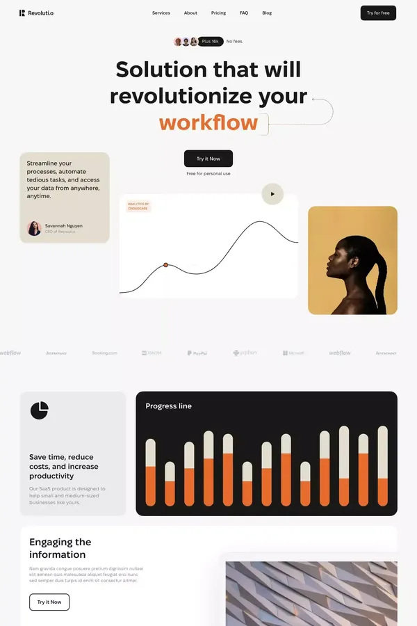 Revolutio – Webflow HTML website template - Template design inspiration