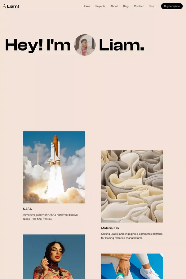 Home A | Liam's Folio - Webflow Ecommerce website template - Template design inspiration