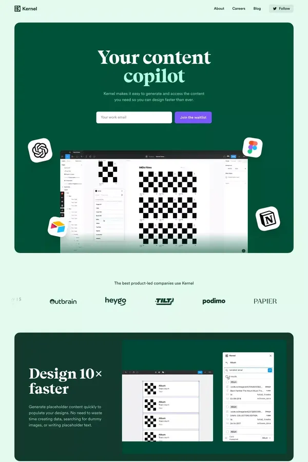 Kernel · Your content copilot - Landing design inspiration