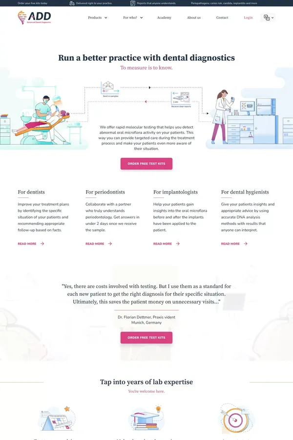 ADD | Improve your practice with the power of mouth flora analysis - Landing design inspiration