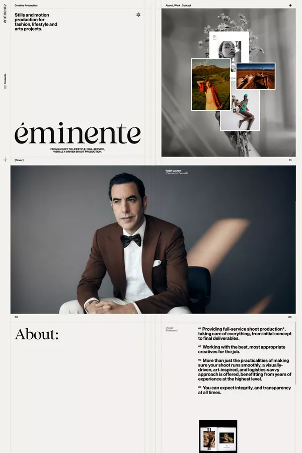 Eminente: Full-Service Shoot Prod. for Fashion, Lifestyle, Arts - Portfolio design inspiration
