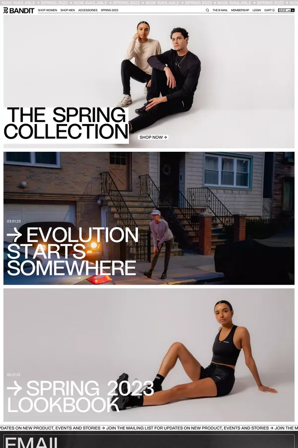 Bandit Running - Ecommerce design inspiration