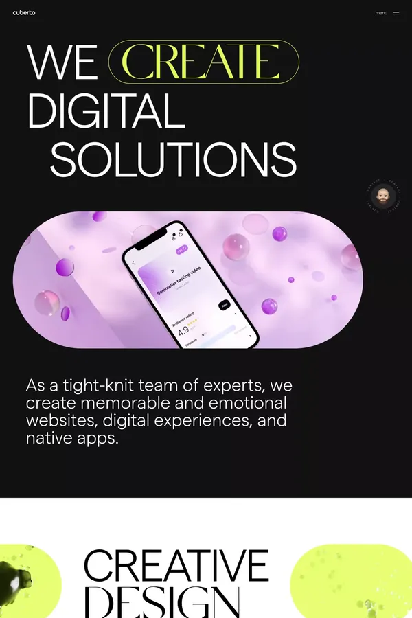Cuberto — We create digital solutions - Landing design inspiration
