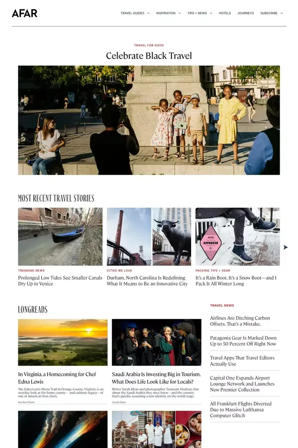 Travel Stories, News, and Guides for Discerning Travelers -  AFAR - Blog design inspiration