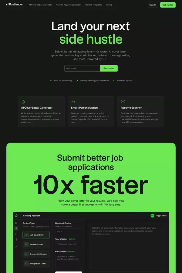 Postlander | AI Cover Letters, Resume Checker, and More