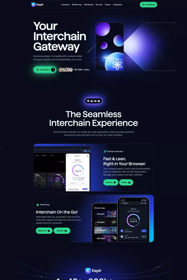 Keplr Wallet | Your Interchain Gateway - Landing design inspiration