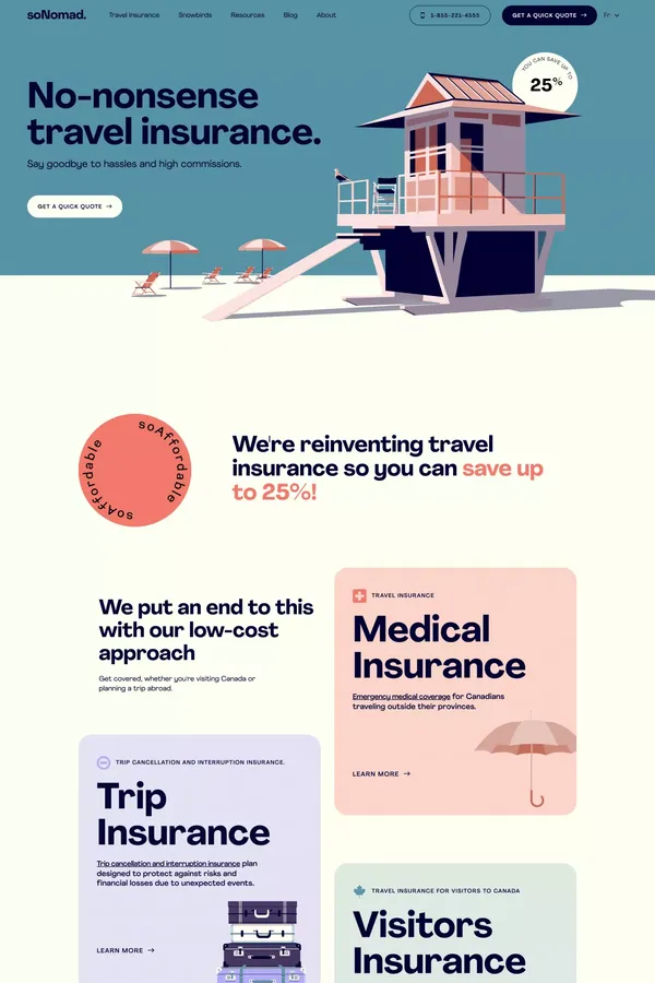 Travel Insurance | Medical Insurance | soNomad. - Landing design inspiration