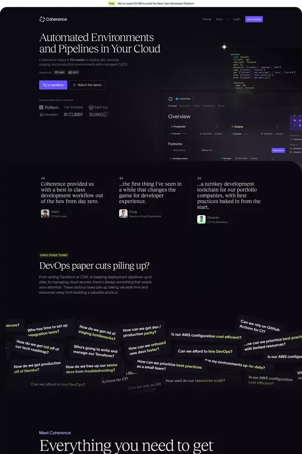Coherence — The First Developer Experience Platform - Landing design inspiration