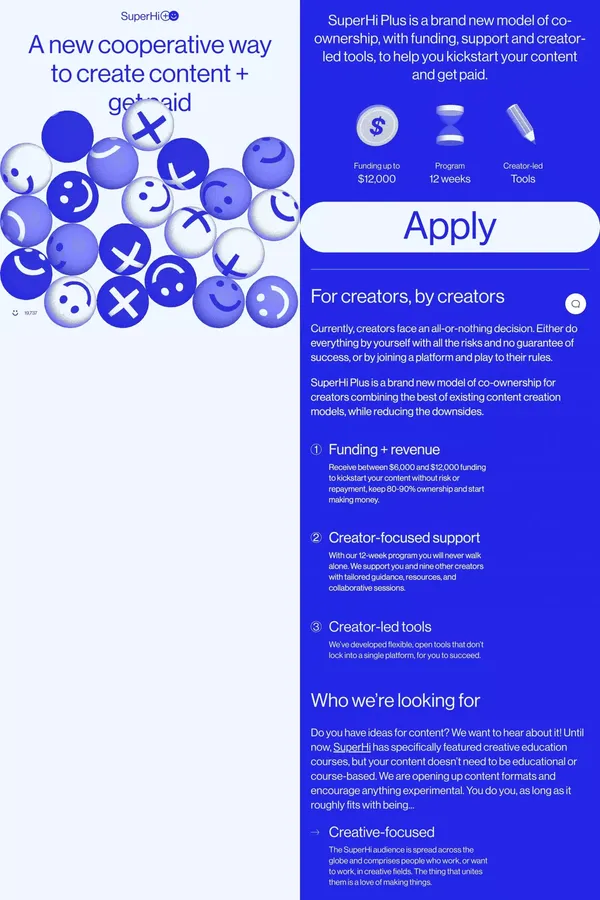 A new cooperative way to create content + get paid - SuperHi Plus - Other design inspiration
