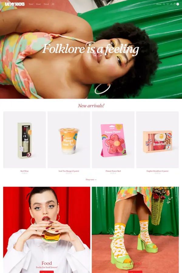 Cool & Unique Shaped Socks | Eat My Socks - Ecommerce design inspiration
