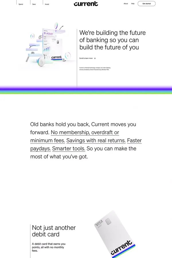 Current | Future of Banking - Landing design inspiration