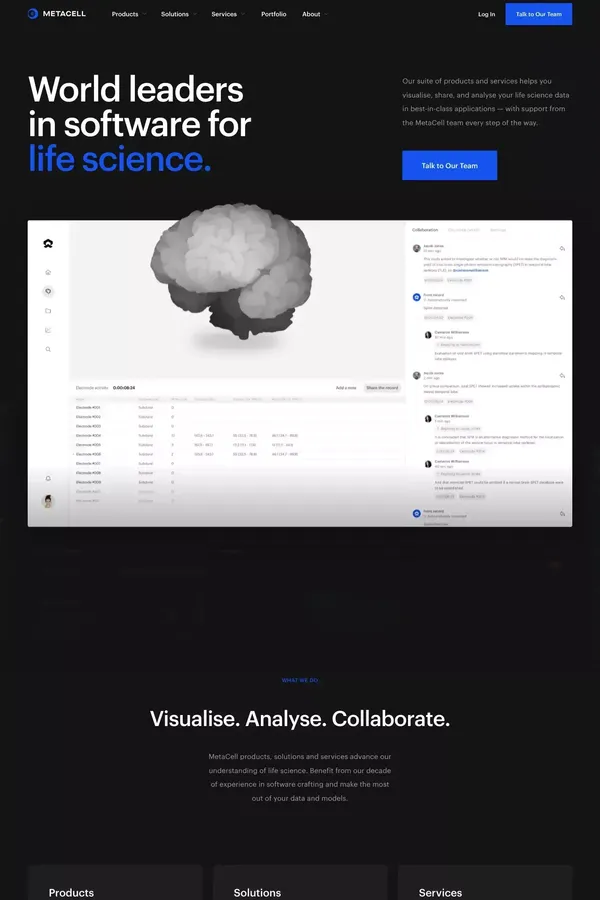 MetaCell | World Leaders In Software For Life Science - Landing design inspiration