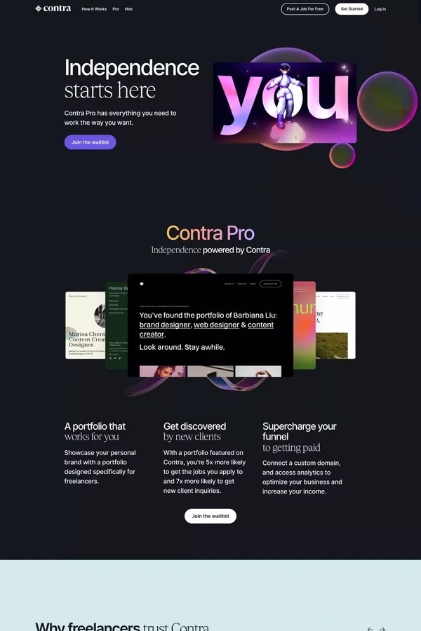 Independence starts here | Contra - Landing design inspiration
