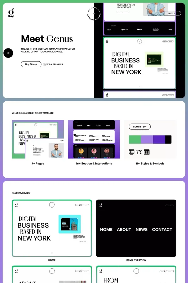 Genus - Webflow Ecommerce website template - Template design inspiration