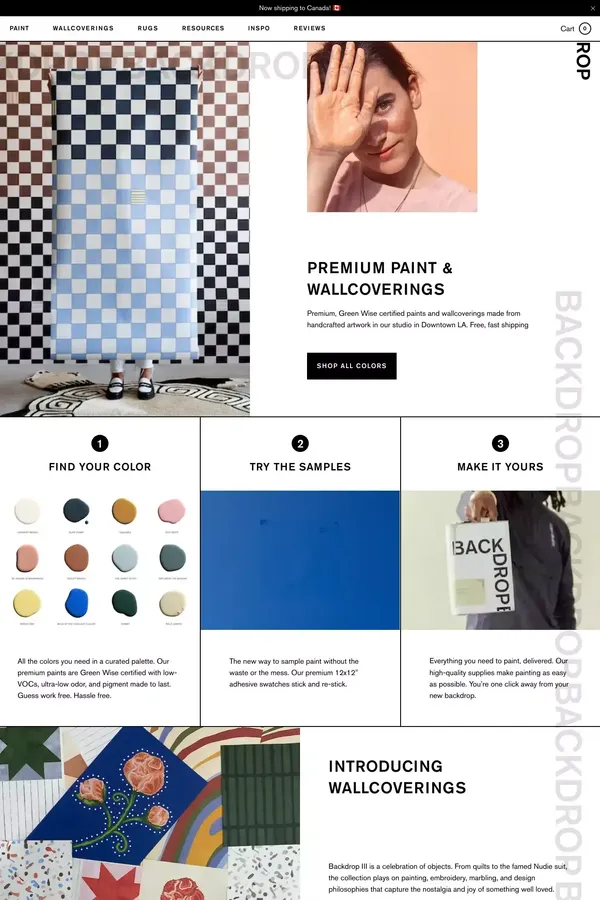 Backdrop: Online Paint Store - The New Way to Paint  | Backdrop - Ecommerce design inspiration