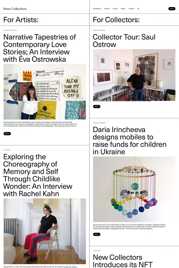 New Collectors - Blog design inspiration