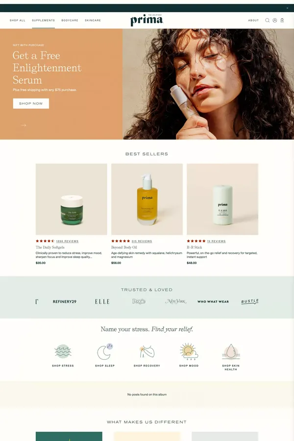 Premium Hemp Products for Wellness & Skincare | Prima - Ecommerce design inspiration