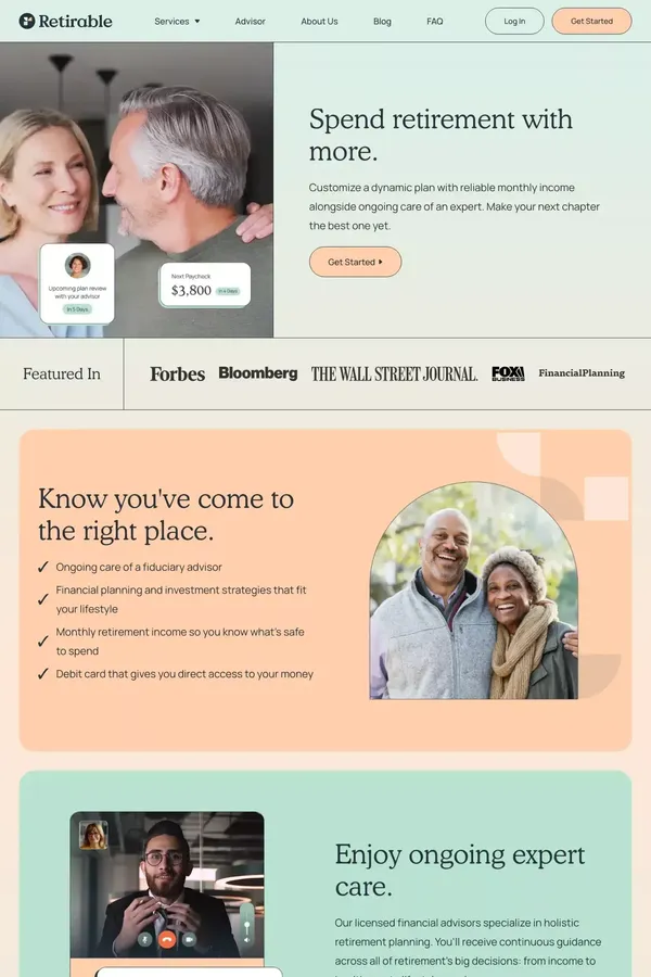 Spend Retirement With More | Retirable - Landing design inspiration