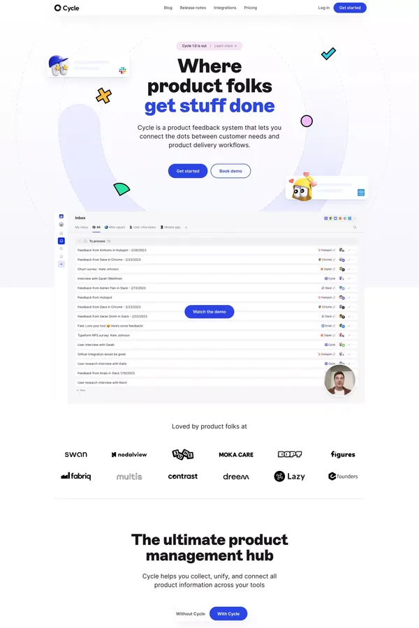 Cycle | Where product folks get stuff done - Landing design inspiration