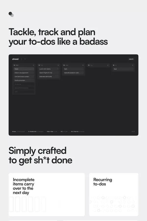 Ahead - simply crafted to get shit done - Landing design inspiration