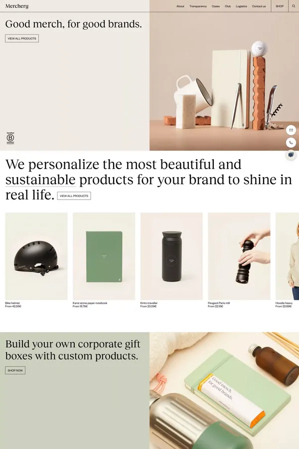 Merchery | Promotional products made sustainable - Landing design inspiration
