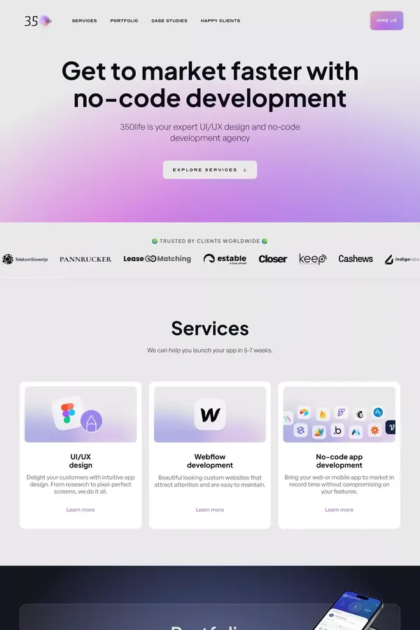 350life  •  UI/UX design & no-code development agency