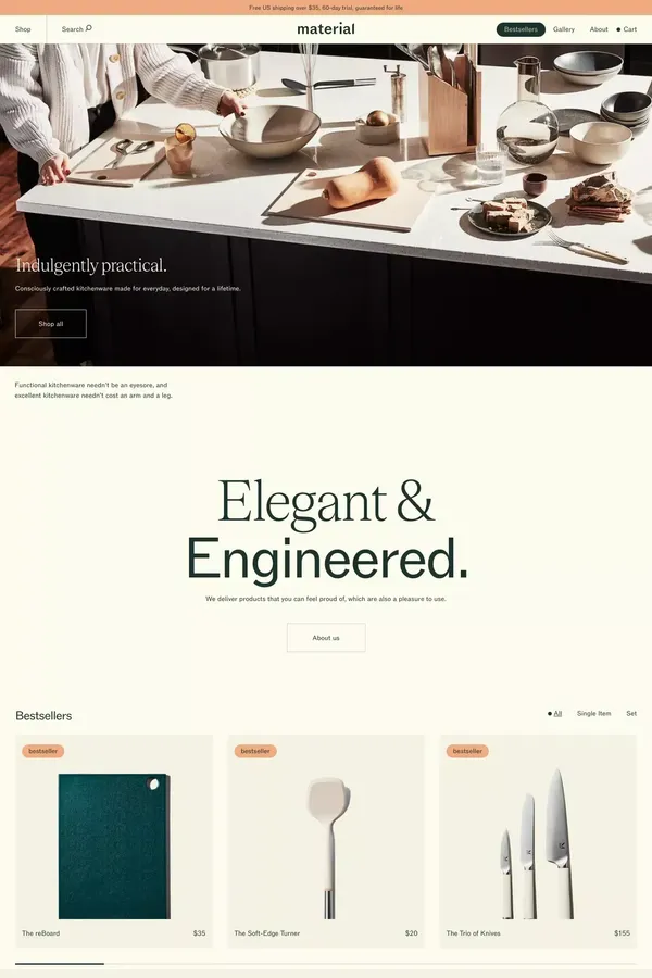 Material - Ecommerce design inspiration