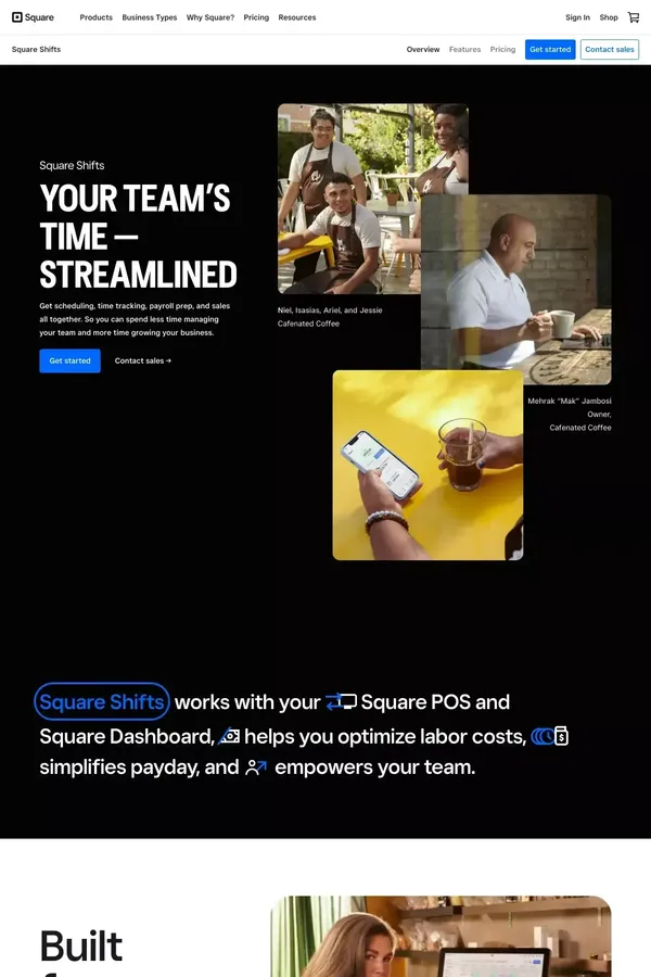 Employee Scheduling Software | Shift Management | Square Shifts - Landing design inspiration