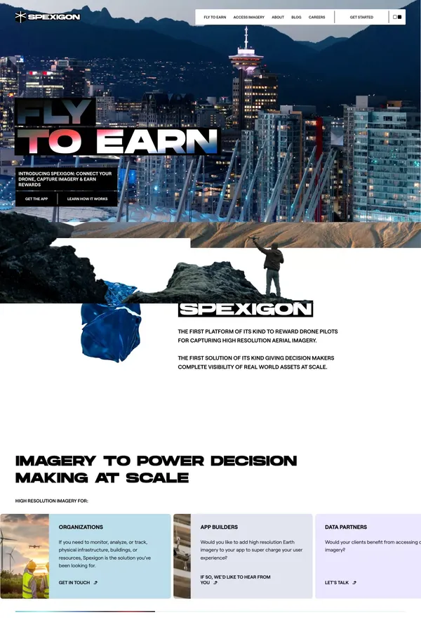 Spexigon: Fly-to-Earn Drone Imagery Plaform - website design inspiration