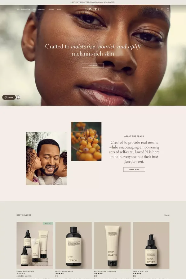 Lovedº1: Skincare for Melanin-Rich Skin - Ecommerce design inspiration