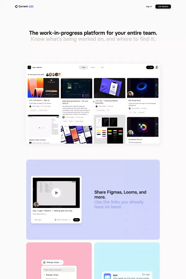 Current · The visibility platform for your entire team - Landing design inspiration
