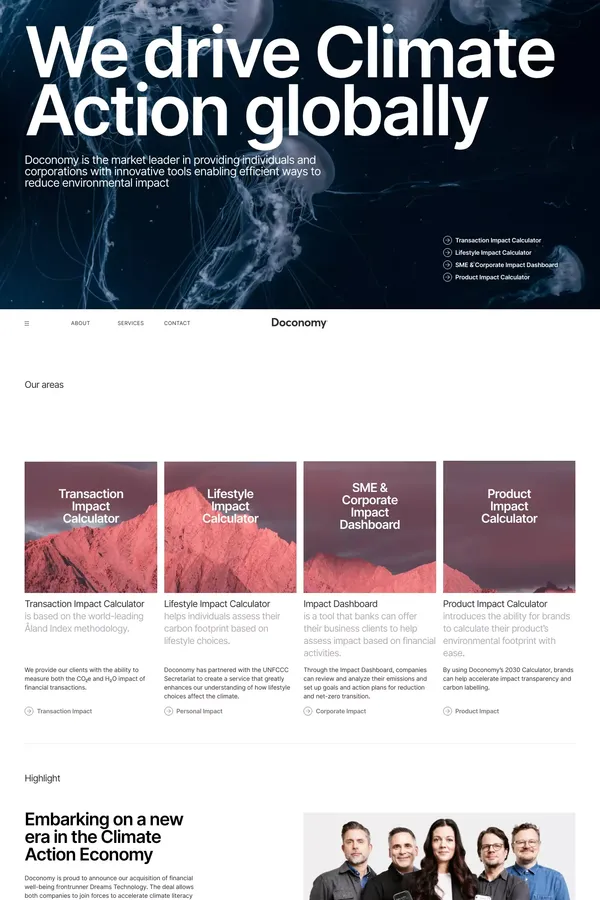 Doconomy – Impact Applied™ - Landing design inspiration