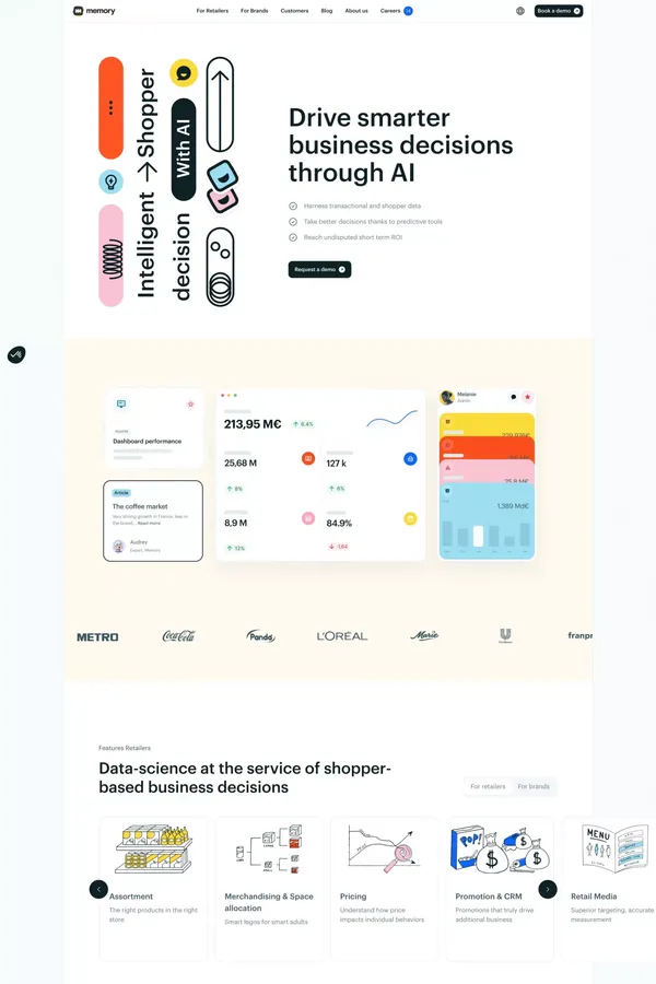 Drive smarter business decisions through AI - In The Memory - Landing design inspiration