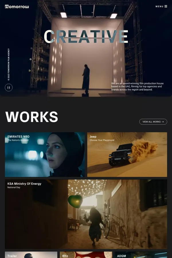 Tomorrow Film – Award Winning Film Production House - website design inspiration