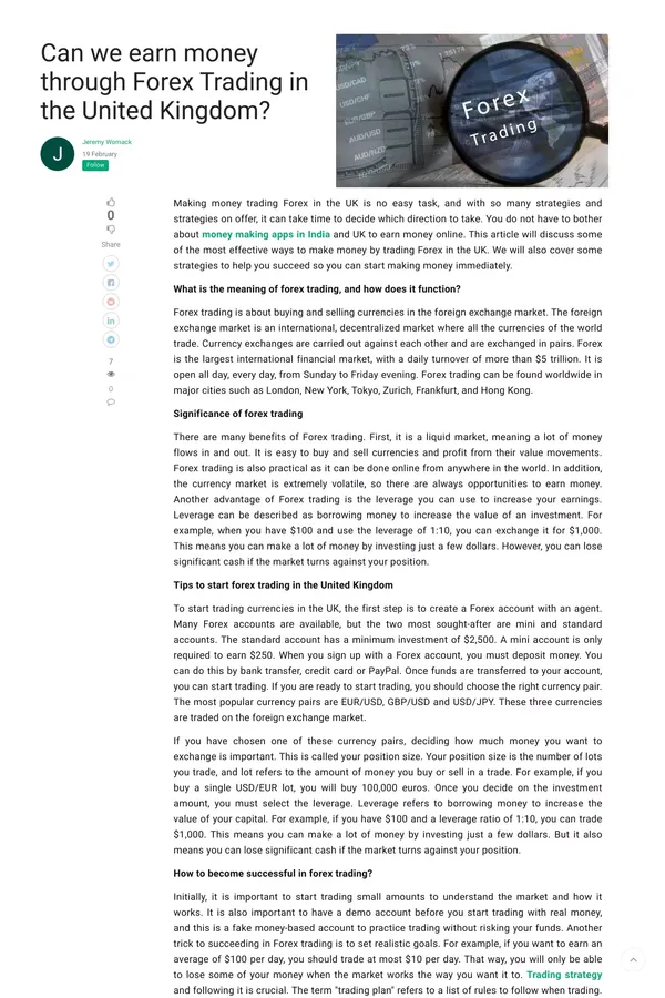 Can we earn money through Forex Trading in the United Kingdom? | TechPlanet - Blog design inspiration