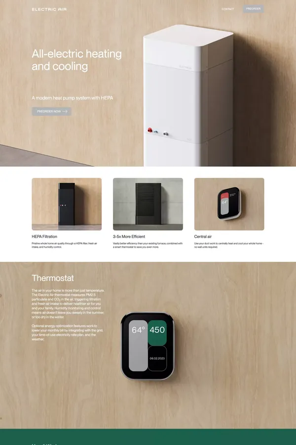 Electric Air | Heat Pumps - Landing design inspiration