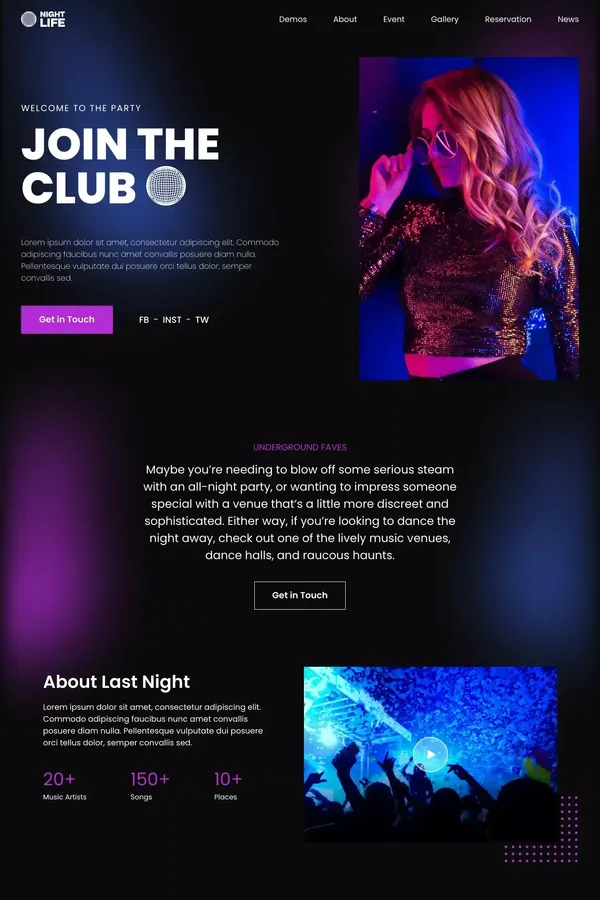 Night Life - Webflow HTML website template