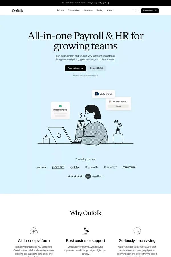 Onfolk · All-in-one Payroll & HR - Landing design inspiration