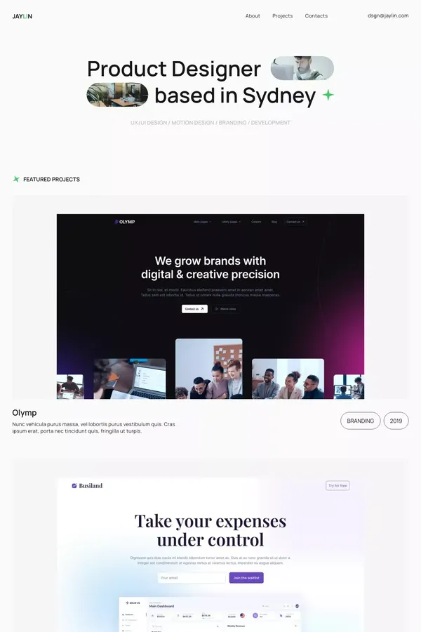 Home - Jaylin Portfolio Webflow HTML Template - Template design inspiration