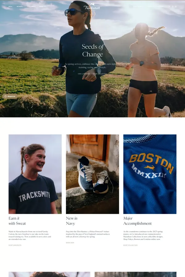 Performance Running Gear, Apparel, and Accessories | Tracksmith - Ecommerce design inspiration