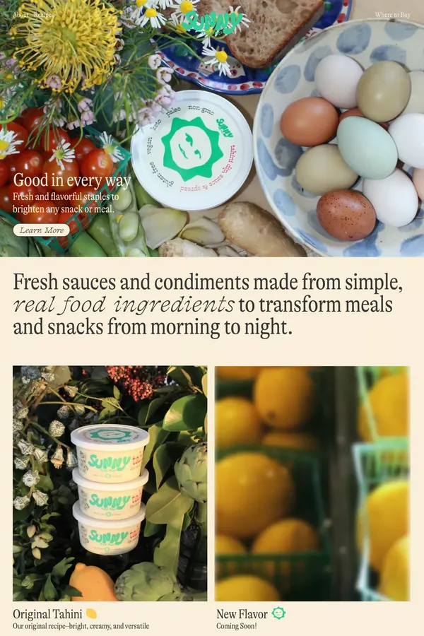 Sunny Fine Foods · Tahini Dip, Sauce & Spread - Landing design inspiration