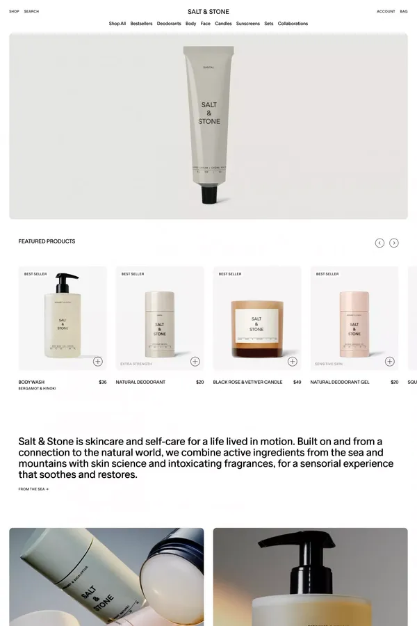 SALT & STONE – High-Performance Natural Skincare - Ecommerce design inspiration