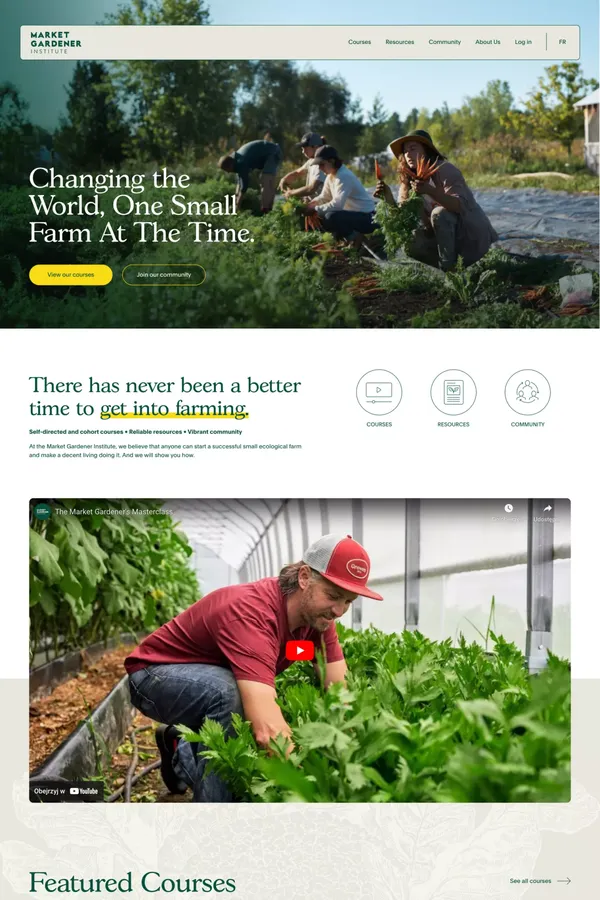 Organic Farming Online Courses, Books & Articles - The Market Gardener - Landing design inspiration